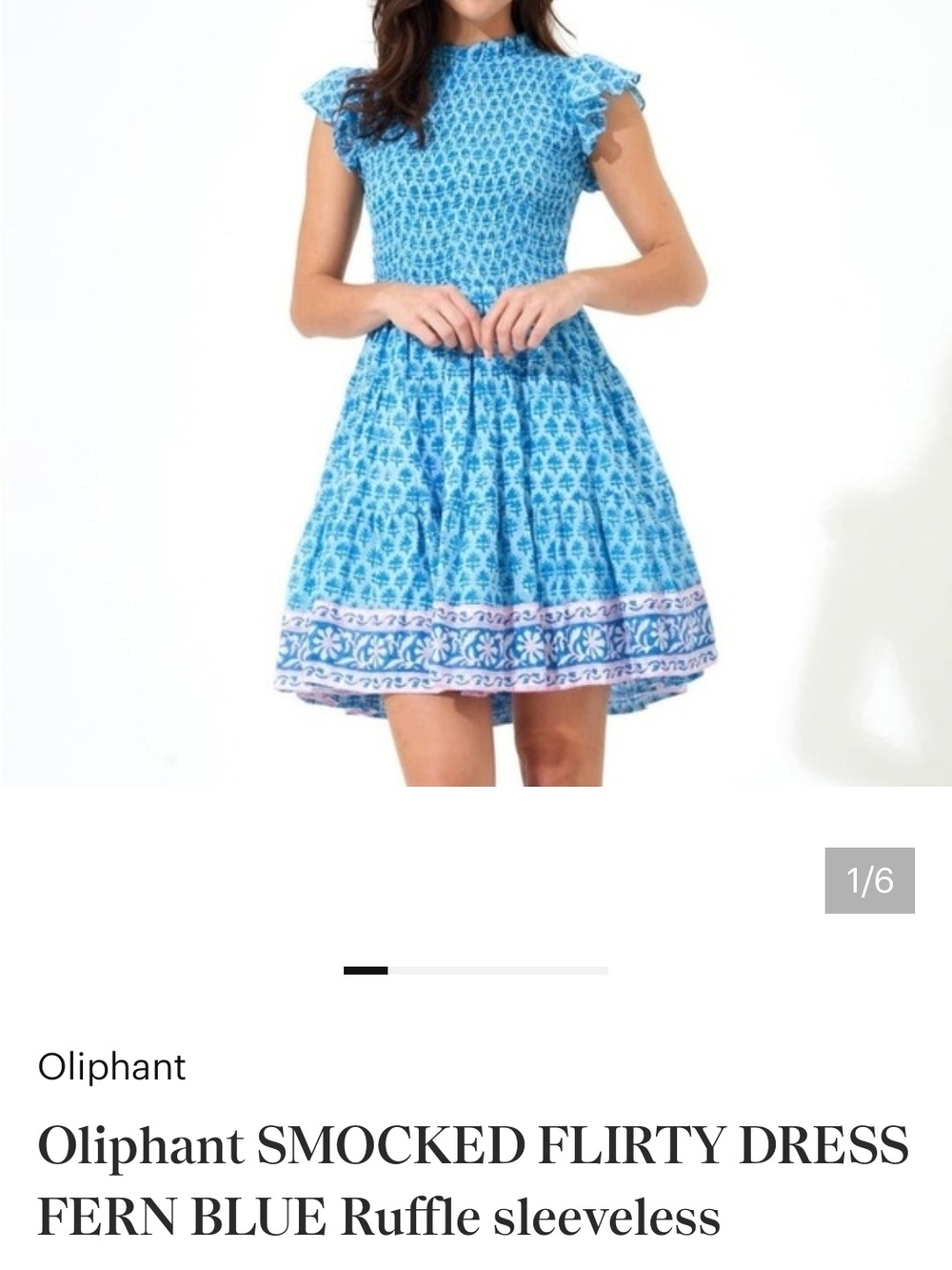Oliphant Blue Smocked Ruffle Dress